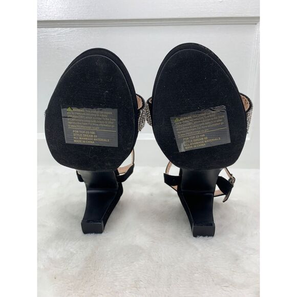 Forever Womens Black Rhinestone-Embellished Block Heel Sandals size 9 - Picture 8 of 10